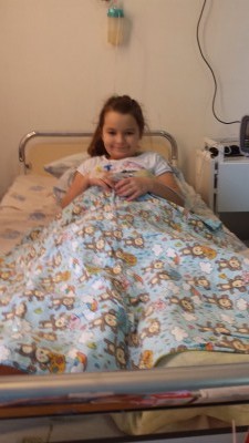 A patient and her quilt.
